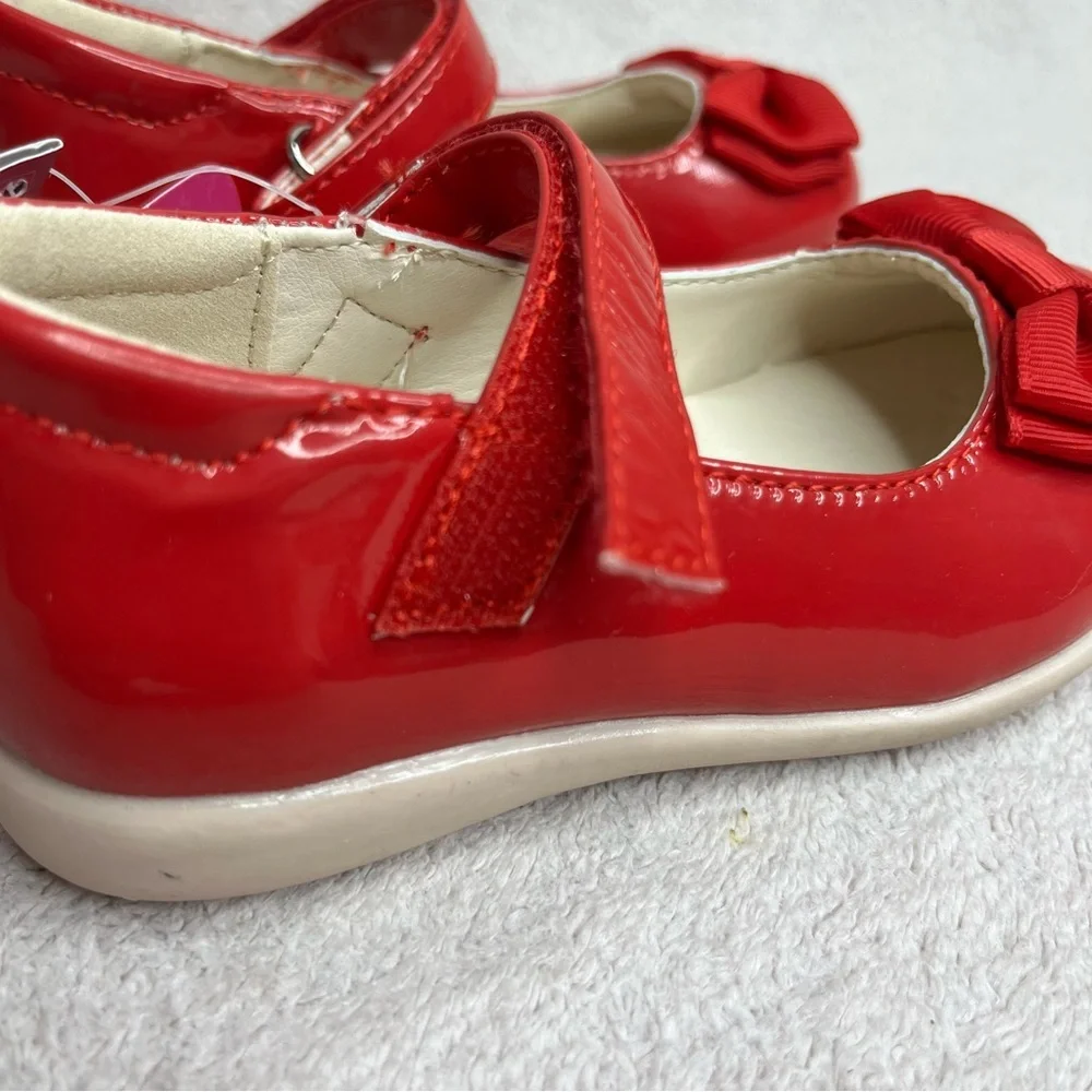 Samilor Bow Mary Janes Dress Shoes-Red-Toddler 9-Christmas-Holiday-Festive-Party - Picture 3 of 8